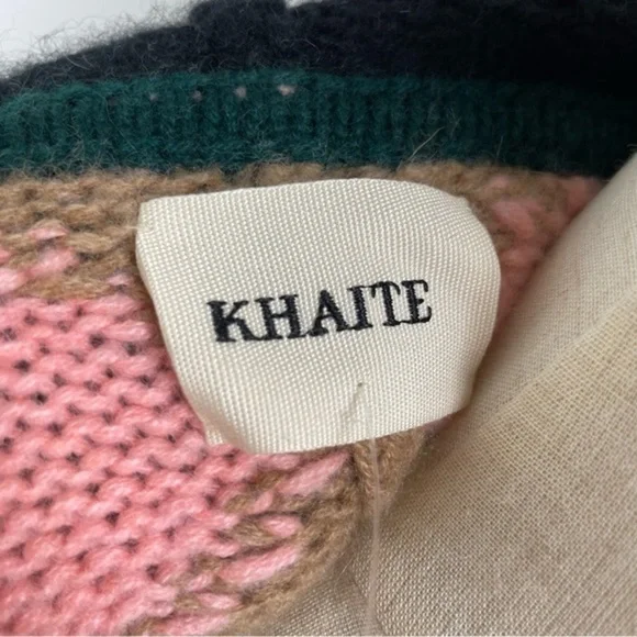 KHAITE The Elodie Cashmere Hoodie Sweater In Zig Zag HAILEY BIEBER